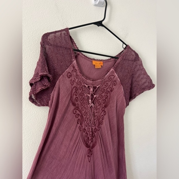 Sakkas Egan Magenta Long Embroidered Caftan Dress Embroidered Sleeves One Size - Picture 5 of 16